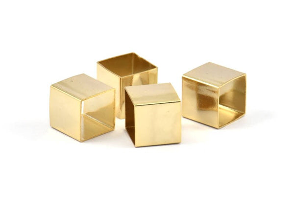 Geometric Spacer Tube - 6 Huge Gold Plated Square Tubes (10x10mm) Bs 1505 Q0261