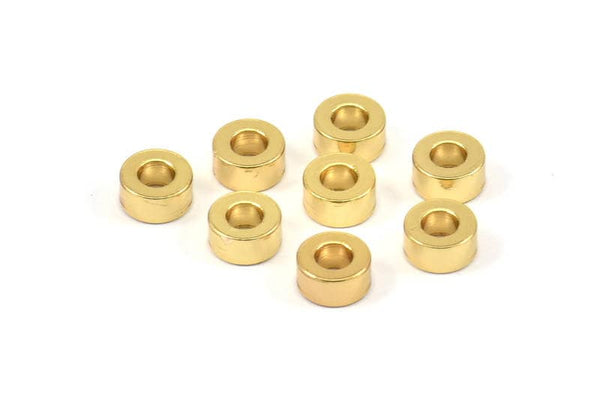 Gold Industrial Spacer Beads - 20 Gold Plated Industrial Findings, Spacer Beads (6x3mm) A0435 Q0260
