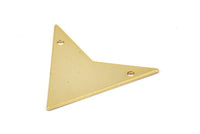 Gold Triangle Pendant, 2 Gold Plated Triangle Pendant With 2 Holes (33x33x33mm) Brass 045 A0114 Q0266