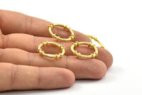 Textured Circle Connectors, 5 Raw Brass Textured Circle Connectors (20x4x2mm) U096