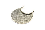 Etnik Hilal Kolye, 2 Halkalı Antik Gümüş Kaplama Pirinç Etnik Hilal Kolye (34x22x1mm) U110 H0363