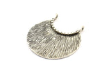 Etnik Hilal Kolye, 2 Halkalı 1 Antik Gümüş Kaplama Pirinç Etnik Hilal Kolye (34x22x1mm) U110 H0363