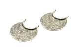 Etnik Hilal Kolye, 2 Halkalı 1 Antik Gümüş Kaplama Pirinç Etnik Hilal Kolye (34x22x1mm) U110 H0363
