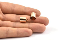 Rose Gold Barrel End, 6 Rose Gold Plated Barrel End With Loop (10x14mm) Leather Cord Ends Bs-1658
