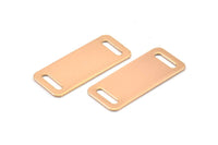 Rose Gold Bracelet Blank, 2 Rose Gold Plated Bracelet Blanks With 2 Holes (35x15x0.80mm) Brass 3515-2 ( A0178 )