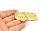 Brass Flower Pendant, 1 Raw Brass Elegant Semi Flower Earring Findings with 2 holes (41x31mm) U089