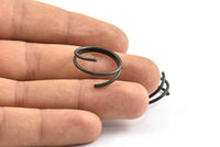 Black Wire Ring, 6 Oxidized Brass Black Ring Settings, Spiral Ring Settings (21x1.5 mm) Bs-1235 S249