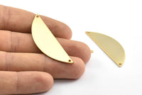 Half Round Wide Pendant, 2 Gold Plated Semi Circle Blanks (51x15x0.80mm) A0740 Q0287