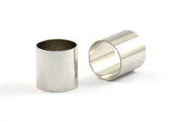 17mm Silver Beads, 3  Nickel Free Plated Silver Tone Brass Tube Beads  (17x17mm) Bs 1502
