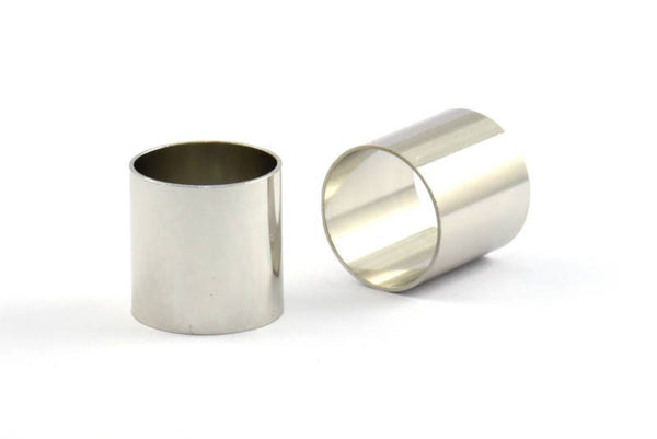 17mm Silver Beads, 3  Nickel Free Plated Silver Tone Brass Tube Beads  (17x17mm) Bs 1502