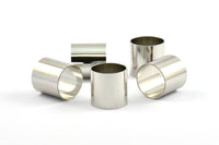 17mm Silver Beads, 3  Nickel Free Plated Silver Tone Brass Tube Beads  (17x17mm) Bs 1502