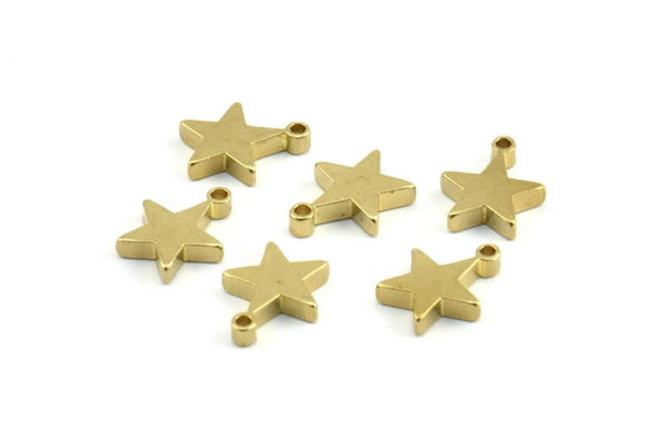 Raw Brass Star 24 Raw Brass Flat Star Tags With 1 Loop (10x8.5mm) BS 2027