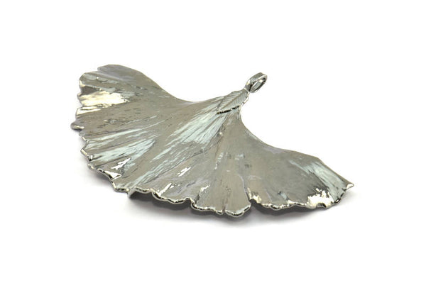 Gunmetal Gingko Leaf, 1 Gunmetal Plated Real Gingko Leaf with 1 Loop, Pendants, Jewelry Findings X019
