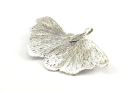 Silver Gingko Leaf, 1 Silver Tone Plated Real Gingko Leaf with 1 Loop, Pendants, Findings X025