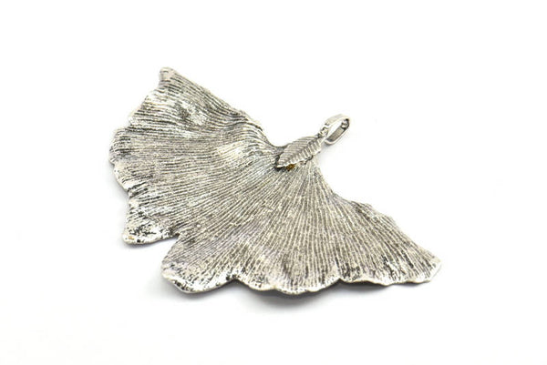 Silver Gingko Leaf, 1 Silver Tone Plated Real Gingko Leaf with 1 Loop, Pendants, Findings X026