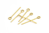 30mm Eye Pin, 25 Raw Brass Eye Pins, Findings (30x1mm) BS 2255