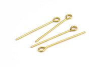 35mm Eye Pin, 25 Raw Brass Eye Pins, Findings (35x1mm) BS 2254