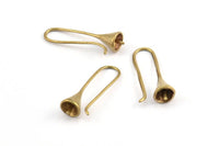 Brass Earring Hooks, 12 Raw Brass Wire Earring Setting, Findings (25x8mm) BS 1819