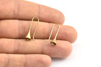 Brass Earring Hooks, 12 Raw Brass Wire Earring Setting, Findings (25x8mm) BS 1819