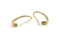 Brass Ear Hooks, 6 Raw Brass Earring Wires, Earring Hooks (29x14mm) BS 1820