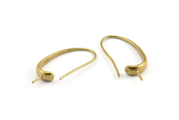Brass Ear Hooks, 6 Raw Brass Earring Wires, Earring Hooks (29x14mm) BS 1820
