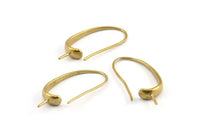 Brass Ear Hooks, 6 Raw Brass Earring Wires, Earring Hooks (29x14mm) BS 1820