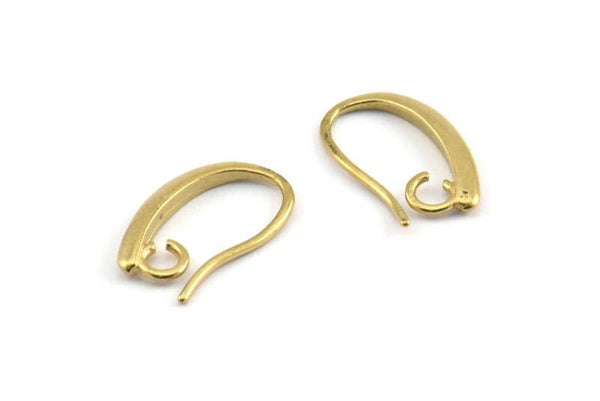 Brass Ear Hooks, 12 Raw Brass Earring Wires, Earring Hooks (14x9mm) BS 1821