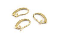 Brass Ear Hooks, 12 Raw Brass Earring Wires, Earring Hooks (14x9mm) BS 1821