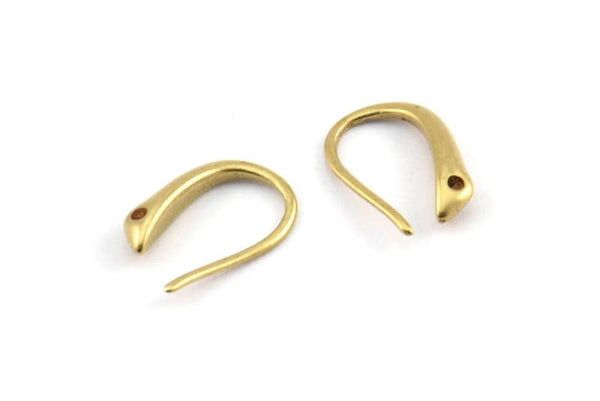 Brass Ear Hooks, 12 Raw Brass Earring Wires, Earring Hooks (10x7mm) BS 1815