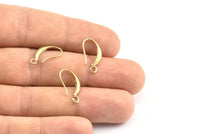 Brass Ear Hooks, 12 Raw Brass Earring Wires, Earring Hooks (18x9mm) BS 1816