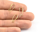 Brass Ear Hooks, 12 Raw Brass Earring Wires, Earring Hooks (21x7.5mm) BS 1824