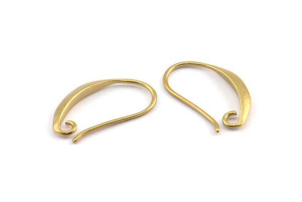 Brass Ear Hooks, 12 Raw Brass Earring Wires, Earring Hooks (20x12mm) BS 1818