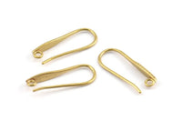 Brass Ear Hooks, 12 Raw Brass Earring Textured Wires, Earring Hooks (21x8mm) BS 1825