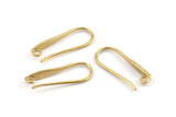 Brass Ear Hooks, 12 Raw Brass Earring Textured Wires, Earring Hooks (21x8mm) BS 1825