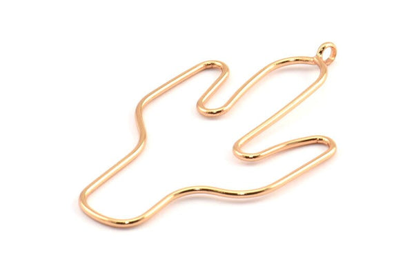 Rose Gold Cactus Earring Wires, 2 Rose Gold Plated Cactus Earrings Findings, Jewelry Supplies, Findings, Charms (54x31x1mm) Bs 1701 Q0304