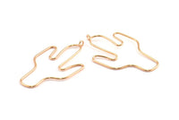 Rose Gold Cactus Earring Wires, 2 Rose Gold Plated Cactus Earrings Findings, Jewelry Supplies, Findings, Charms (54x31x1mm) Bs 1701 Q0304