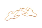 Rose Gold Cactus Earring Wires, 2 Rose Gold Plated Cactus Earrings Findings, Jewelry Supplies, Findings, Charms (54x31x1mm) Bs 1701 Q0304
