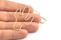 Gold Cactus Earring Wires, 2 Gold Plated Cactus Earring Findings, Jewelry Supplies, Findings, Charms (54x31x1mm) Bs 1701 Q0304
