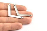 Silver Tone Tiny Chevron Pendant, 2 Nickel Free Plated Chevron Pendants With 2 Holes (50x5x0.80mm) N0630