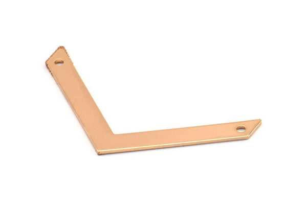 Tiny Chevron Pendant, 2 Rose Gold Plated Chevron Pendants With 2 Holes (50x5x0.80mm) N0630 Q0305