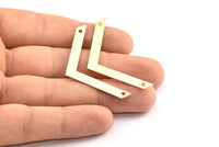 Tiny Chevron Pendant, 2 Rose Gold Plated Chevron Pendants With 2 Holes (50x5x0.80mm) N0630 Q0305