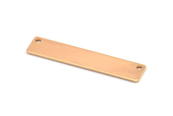 Rose Gold Customized Name Bar, 3 Rose Gold Plated Stamping Blank With 2 Holes, Pendants (40x8x0.80mm) Y200 Q0308