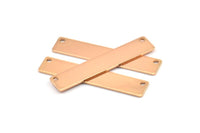 Rose Gold Customized Name Bar, 3 Rose Gold Plated Stamping Blank With 2 Holes, Pendants (40x8x0.80mm) Y200 Q0308