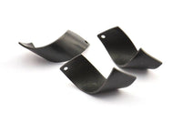 Curved Rectangle Charm, 6 Oxidized Brass Black Wavy Rectangle Charms With 1 Hole (29x10mm) Bs 1332 S258
