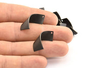 Curved Rectangle Charm, 6 Oxidized Brass Black Wavy Rectangle Charms With 1 Hole (29x10mm) Bs 1332 S258