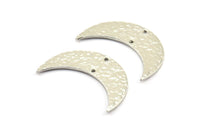 Hammered Crescent Moon, 2 Silver Tone Plated Brass Hammered Moons with 2 Holes (35x11x1.5mm) N0211 H0314