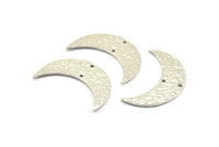 Hammered Crescent Moon, 2 Silver Tone Plated Brass Hammered Moons with 2 Holes (35x11x1.5mm) N0211 H0314