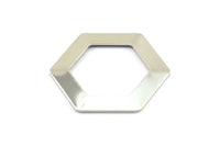Hexagon Choker Charm, 3 Silver Tone Hexagon Blanks (30x0.8mm) D0151 H0387
