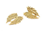 Gold Wing Necklace Pendant, Zircon Pave Gold Plated Wing Necklace Pendant With 2 Loops, Jewelry Findings (48x41mm) BS 2269