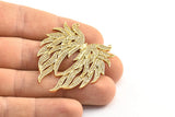 Gold Wing Necklace Pendant, Zircon Pave Gold Plated Wing Necklace Pendant With 2 Loops, Jewelry Findings (48x41mm) BS 2269